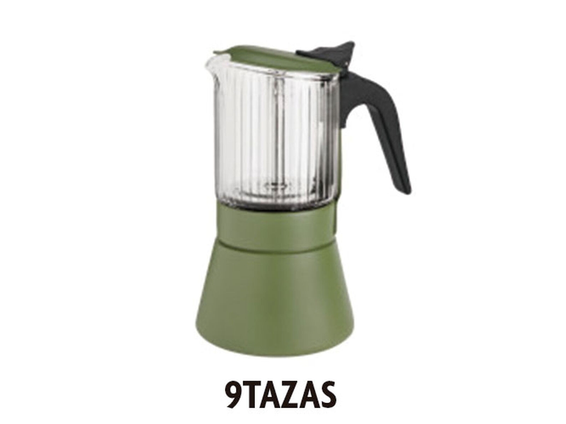 Cafetera italiana Inoxibar Clair Green, 9 tazas, VETONEK