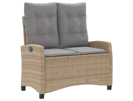 Sillón reclinable de jardín VIDAXL con cojines ratán sintético beige