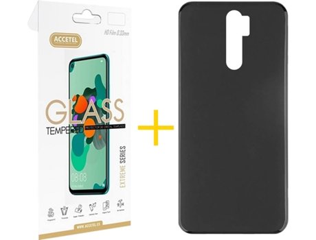 Kit Funda + Protector de Pantalla Xiaomi Redmi 9 ACCETEL Liso (Negro)