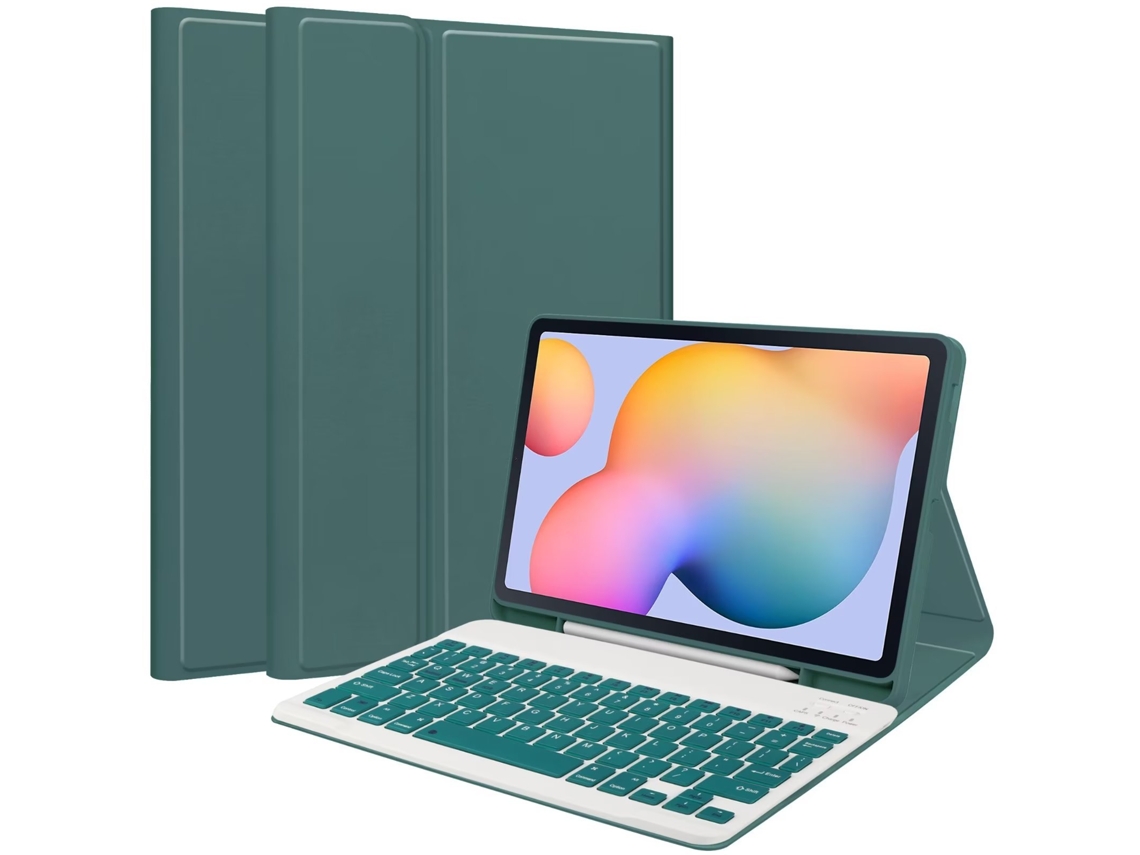 Capa Para Samsung Galaxy Tab S6 Lite 10.4 2024/2022/2020 Com Ranhura Para Caneta Adicionar Teclado Português Verde Escuro