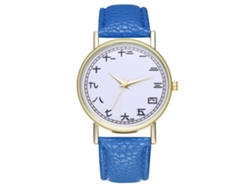 Reloj De Pulsera Para Mujer De Moda Con Cuero Pu, Dial Redondo Analógico De Cuarzo (azul Real)