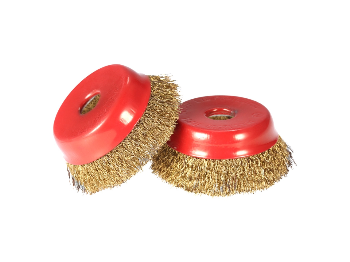 2 Cepillos De Alambre De Acero Ondulado De 75 Mm (3") Para Amoladora Angular Fina.