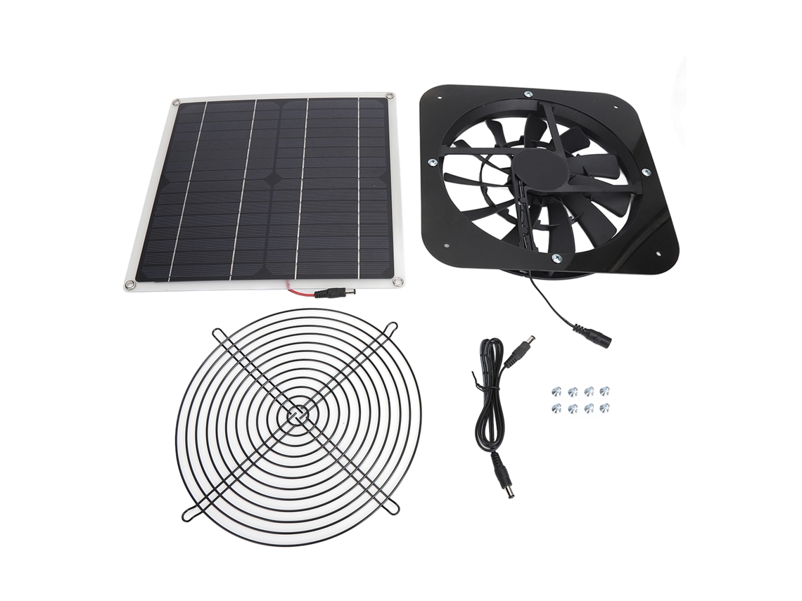 Kit De Ventilador Solar De 100 W Con Panel Solar De 28x28 Cm Y Ventilador De 10 Pulgadas Para Invernadero O Gallinero.