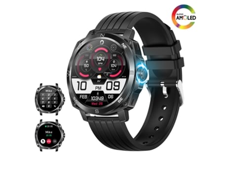 CHRONUS I89 Reloj inteligente para hombres Responder llamadas Pantalla Amoled Ultra HD de 1.43 '' para Android Iphone Negro