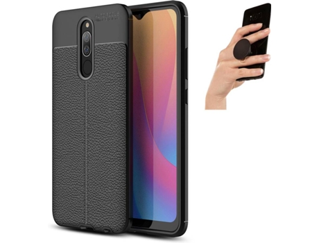 Carcasa y Popsocket Xiaomi Redmi 8 Rugged Leather Negro