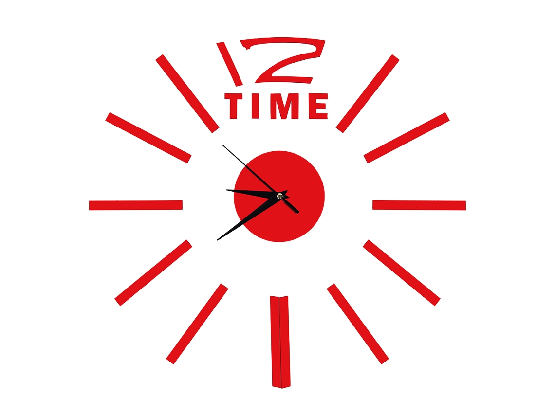Reloj De Pared Decorativo 3d Para Armar Uno Mismo, Ideal Para El Hogar Moderno, La Oficina Y La Sala De Estar (rojo).
