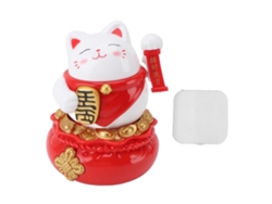 Gato solar Lucky Baok con brazo móvil para decoración del hogar, coche, restaurante o cafetería - Blanco