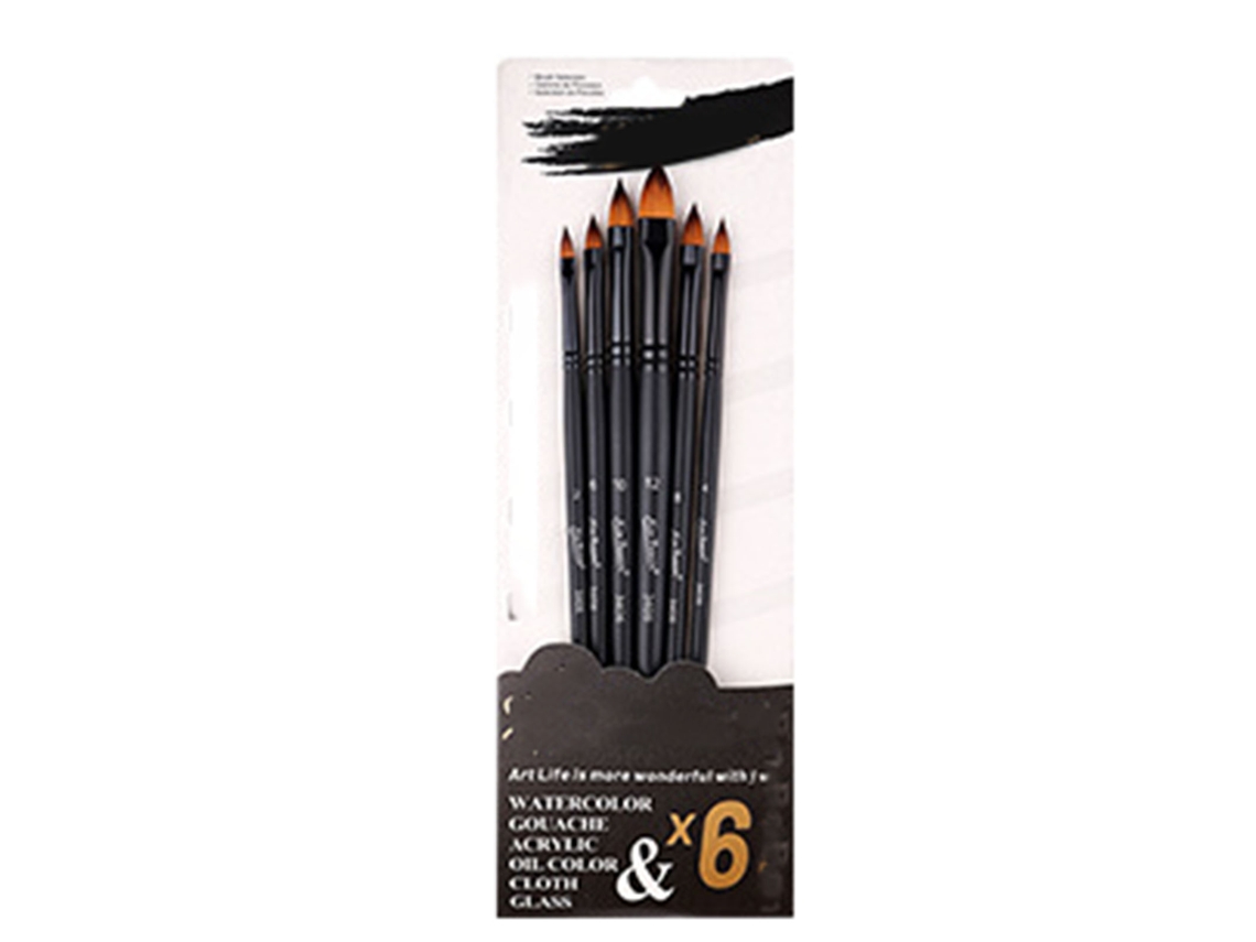 Set De 6 Pinceles De Pintura Acrílica Con Cerdas De Nailon Suave Para Acuarela Profesional Estudiantes Artistas