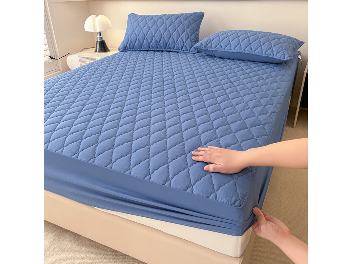 Protector De Colchón De Color Liso Resistente Al Polvo Y Al Agua Para Colchones De 5 A 25cm De Grosor (azul/90×200cm) Gertiz