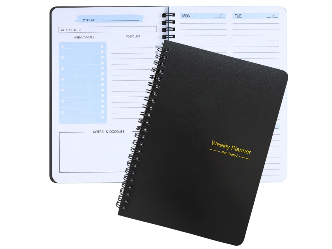 Manual de planificación en inglés, planificador diario estándar de 52 semanas, tamaño MDUG (A5 blanco)