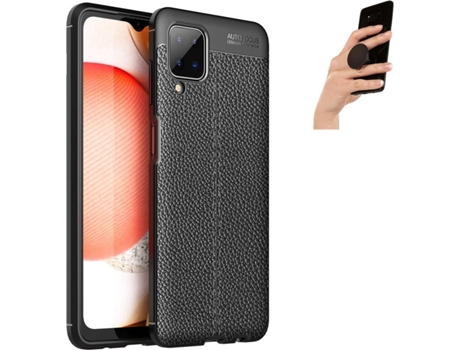 Carcasa y Popsocket Samsung M12 Rugged Leather Negro