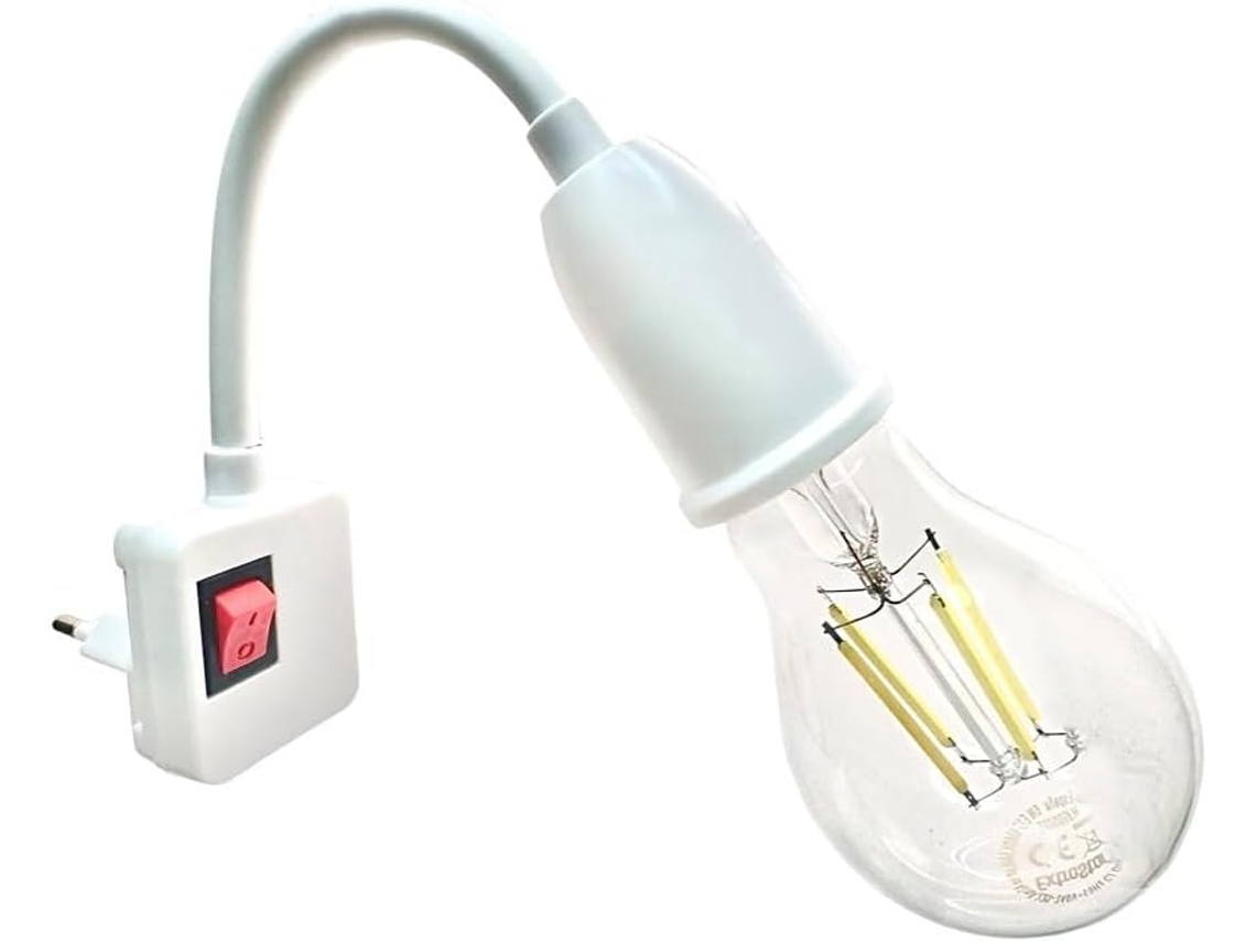 Simba Romeo Pl Pe27 Nuevo Bomb Holder, Portalámparas Sin Cable Con Interruptor Y Brazo Flexible Bombilla Adaptador E27 Portátil Y Moderno Pa