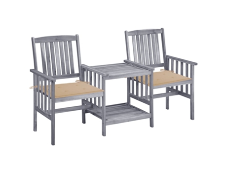 Sillas de Jardín con Mesa de Centro y Cojines Madera de Acacia Maciza MAISON EXCLUSIVE