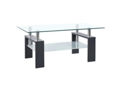 Mesa de Centro de Apoyo 95X55X40 Cm Gris Vidrio Templado Transparente