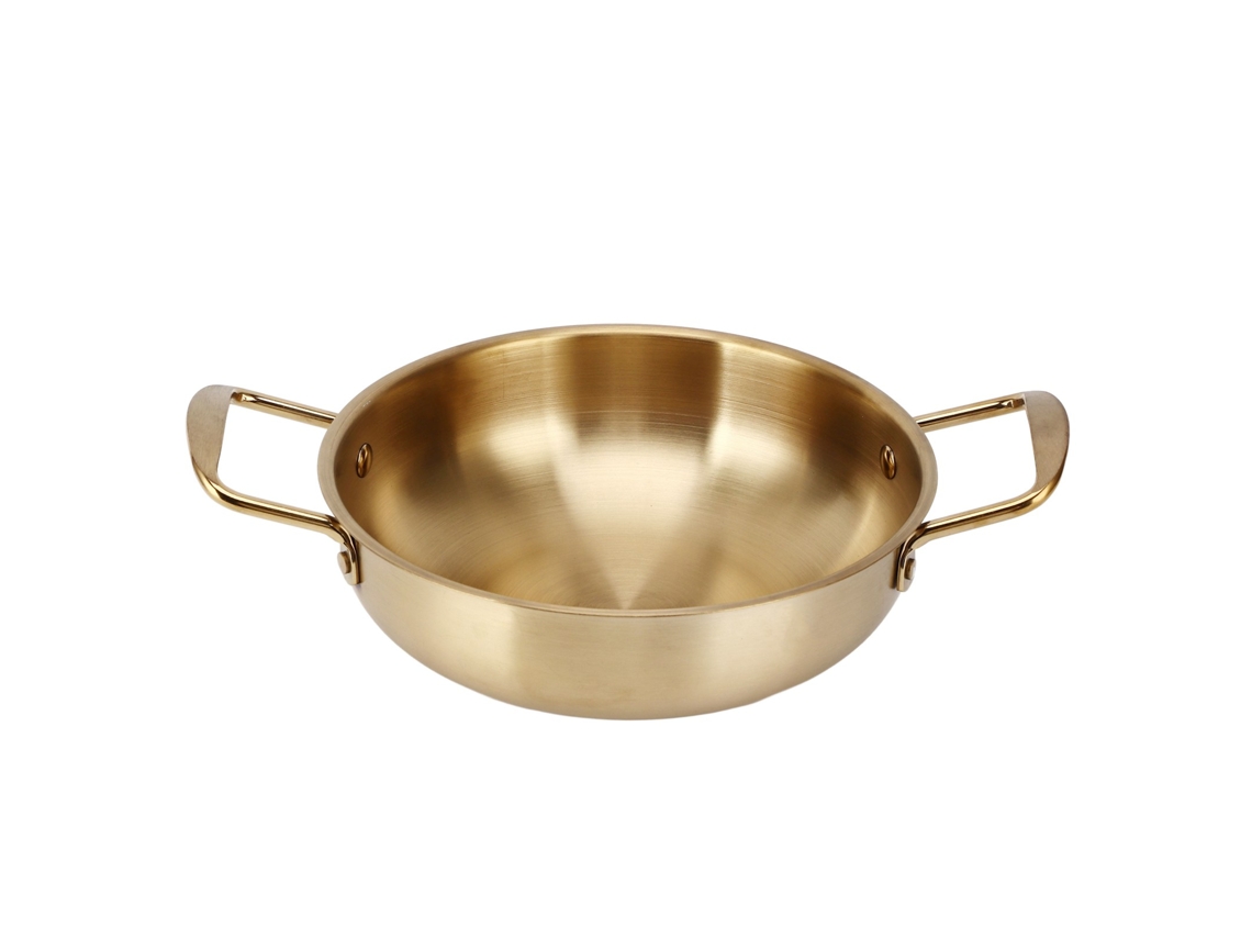 Olla para fideos ramen de acero inoxidable dorado de 24 cm (sin marca)