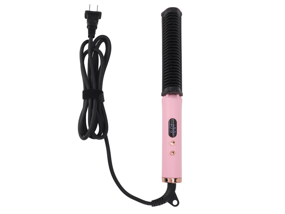Plancha De Pelo Rizador Y Alisador 2 En 1, Peine Rizador Eléctrico Con Iones Negativos, Herramienta De Estilismo, Rosa