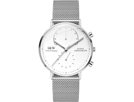 VEANXIN Reloj para Hombre Reloj Impermeable con Fecha Inoxidable Relojes de Vestir-Plata