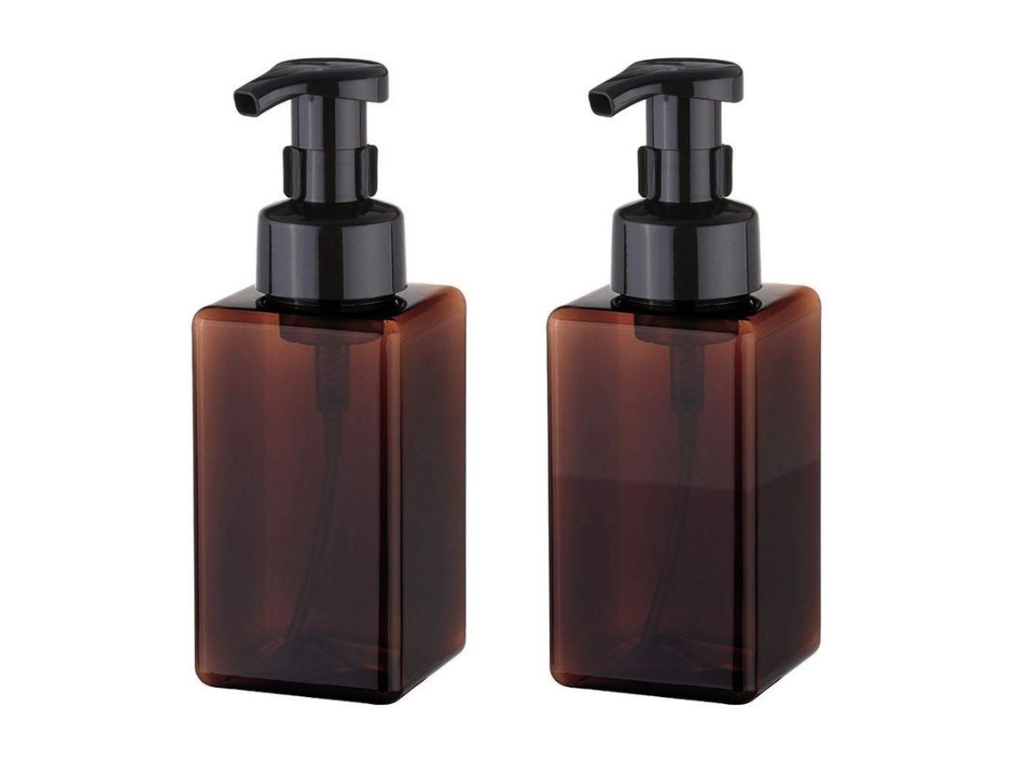 2026-linjou Dispensador De Jabón Espumoso, 450ml (15oz) 2 Piezas, Material Petg, Para Baño Cocina Lavandería, Marrón