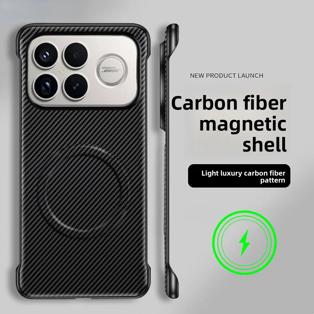 (negro, Poco F8 Pro) Funda Para Teléfono Sin Marco Con Textura De Fibra De Carbono, Resistente A Caídas, Carga Magnética