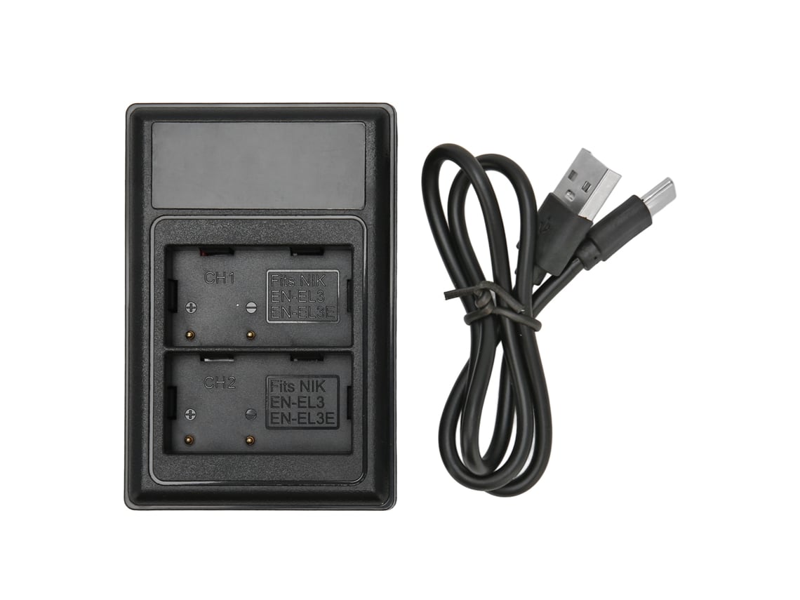 Cargador De Batería Usb Doble Para Cámara Con Indicador De Batería Para Nikon D90 D80 D90s D700 D300 D300s D200 D70 D50