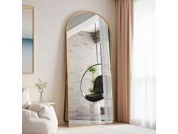 Espejo De Cuerpo Entero Arqueado Grande 180x80cm, Marco Dorado De Aluminio, Espejo De Suelo Y Decorativo, Vidrio Templado Para Vestir Y Maquillaje