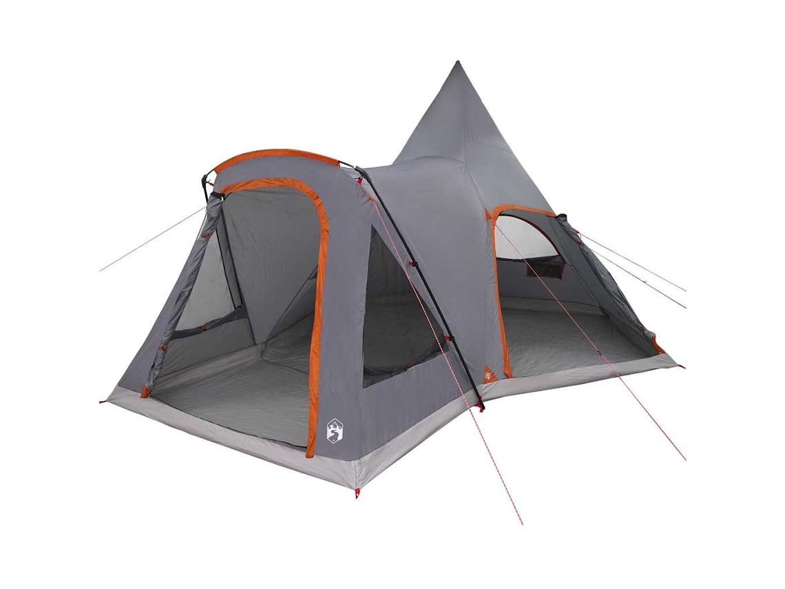 Tienda tipi para 5 personas, gris y naranja, 545 x 450 x 295 cm