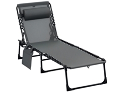 Silla Playa Plegable Cojín Cervical Acero Malla 120 Kg Gris