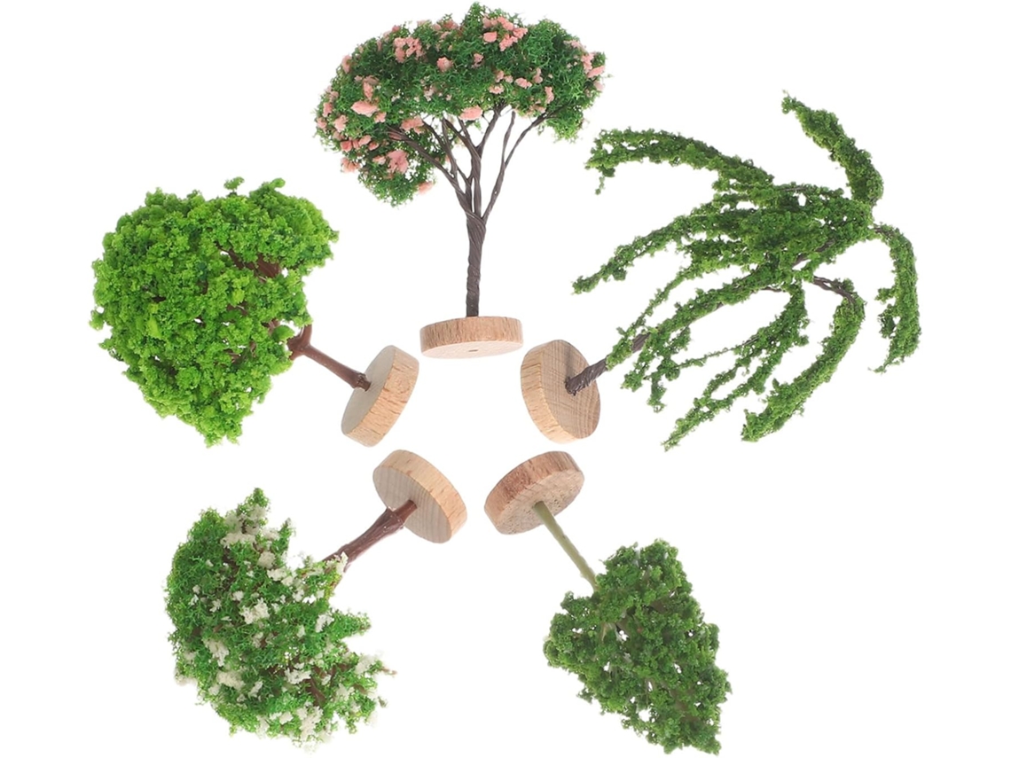 Lote De 5 Árboles Miniatura De Plástico Verde, Juego De Árboles Para Diorama.