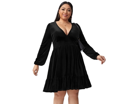Vestido TUSERXLN Sensual Talla Escote Pico Cintura Viscosa Negro (3X/L)