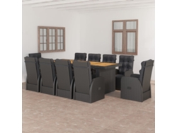 Juego de comedor de exterior de 11 piezas DKD Home Decor con cojines de mimbre negros
