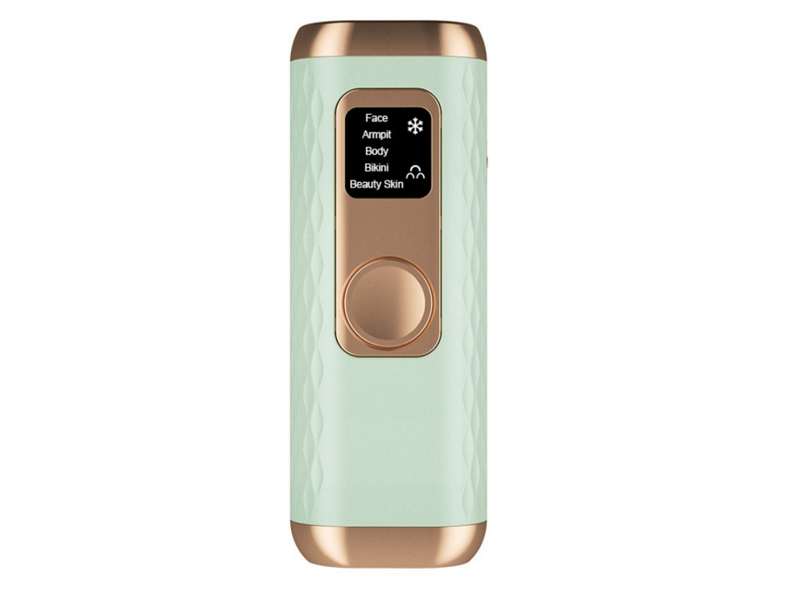 Depiladora de luz pulsada YIZHOOD 1095B Icy-Cool 5 funciones en casa indoloro para recortador de bikini de cuerpo entero para mujeres y mujeres verde claro