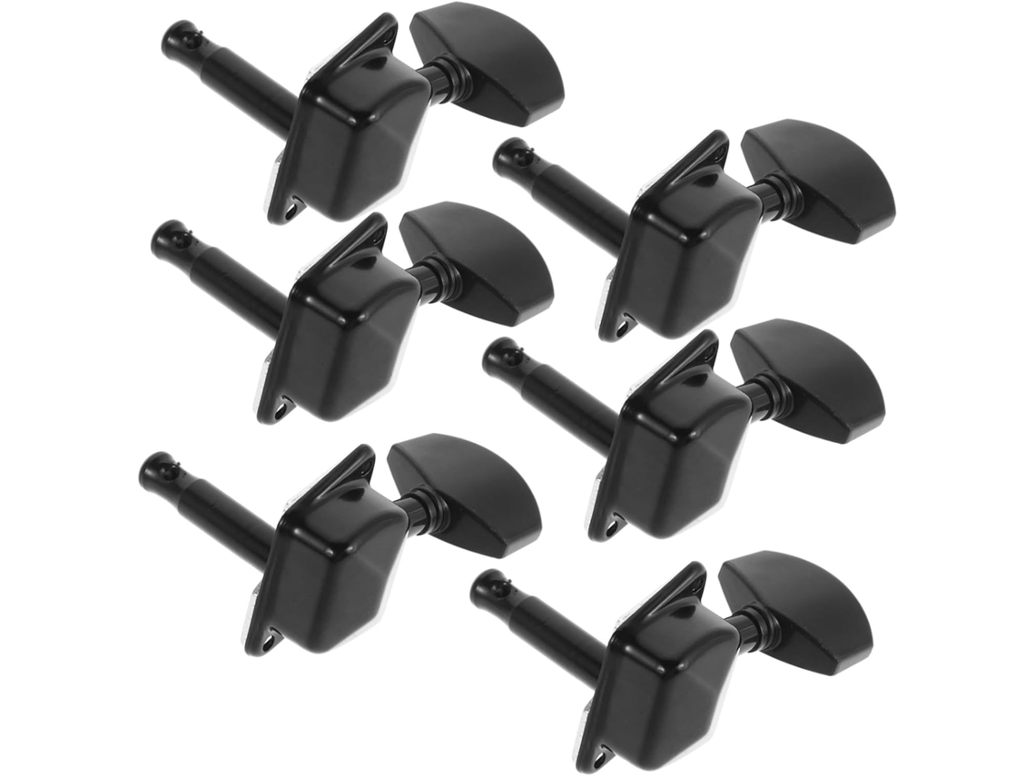 Juego De 6 Clavijas De Afinación Semicerradas, Totalmente Negras Y Cromadas, Para Guitarra Acústica Folk, Tonalidad D.