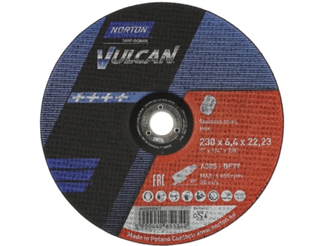 Discos De Desbaste NORTON Vulcan A30S-230X6.4X22.23-T27 10 Un