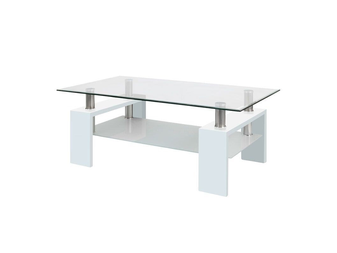 Mesa de Centro de Cristal Templado Missouri, Blanco 110x60 cm SALDOSYSTOCKS