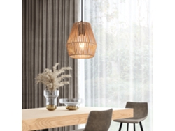 Lámpara colgante Liverpool metal cuerda 160 x Ø 18 cm - Negro y Beige LUX.PRO