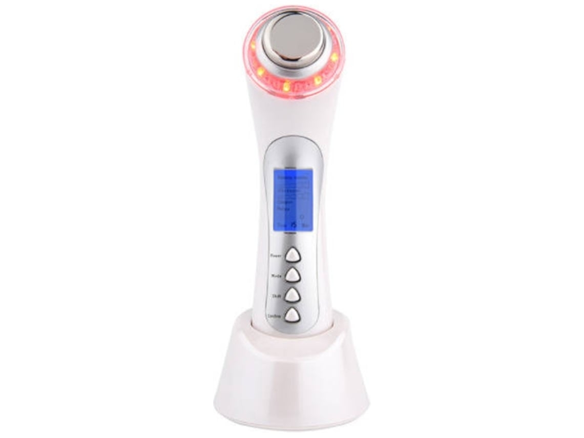 Dispositivo de belleza facial ultrasónico Yunzii White, reafirmante de la piel, luz LED, vibración, dispositivo de limpieza iónica ultrasónica