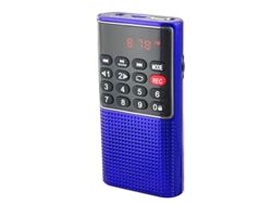 (azul) Mini Radio Fm Portátil, Grabadora Y Batería Recargable De Larga Duración.