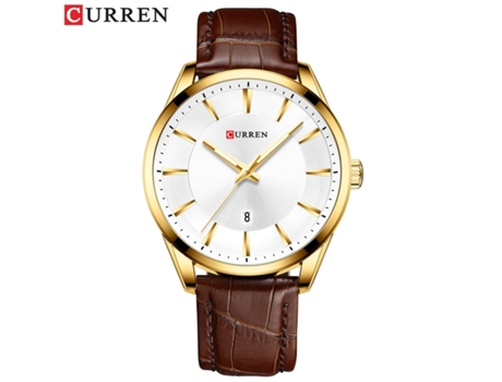 Relojes para hombres Reloj con correa de cuero para hombres Relojes de pulsera de cuarzo impermeables Concha de oro blanco VEANXIN