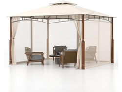 Carpas para Exteriores 3,6 x 3m con Red, Cenadores para Jardin, Techo con Dosel de 2 Niveles, Pergolas de Jardin Impermeable Exterior COSTWAY
