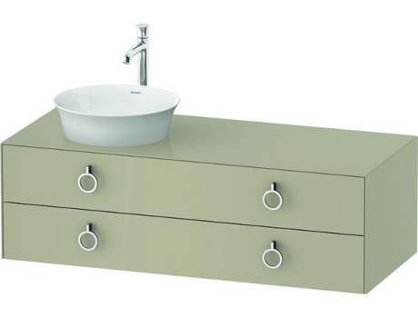 DURAVIT Tulip blanco, mueble de baño colgado en la pared, ancho 1300 x profundidad 550mm, con 2 cajones, con tirador, WT4992L