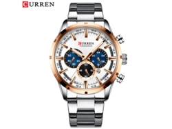 (plateado Dorado) Reloj Masculino Resistente Al Agua De Moda, Reloj Con Cinta De Acero Fluida Multifuncional Y Seis Agujas