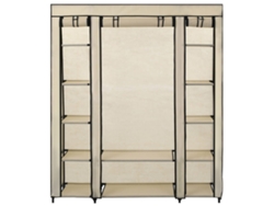 Armario con compartimentos y barras para colgar, tejido color crema, MAISON EXCLUSIVE (150x45x176 cm)
