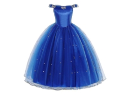 Vestido De Princesa Cenicienta Para Niñas Traje De Halloween Cosplay Fiesta 110cm Azul Sin Mangas 110 Cm