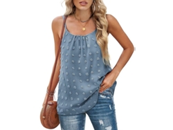 2026-top Camiseta Sin Mangas Para Mujer Cuello Redondo Suelto Casual Polyester