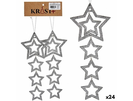Set Adornos de Navidad Estrella Plateado 19 x 0,2 x 23 cm (24 Unidades)