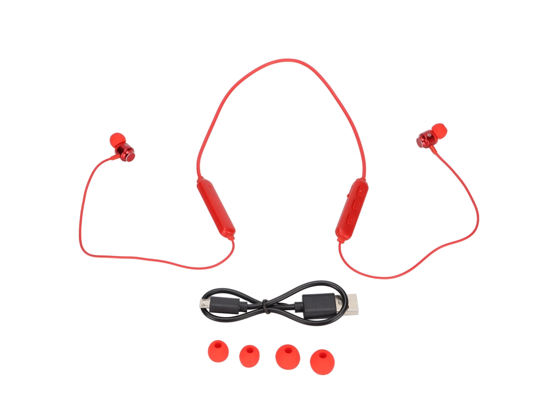 Auriculares Deportivos Inalámbricos Bluetooth Con Banda Para El Cuello, Cancelación De Ruido Y Micrófono - Rojo