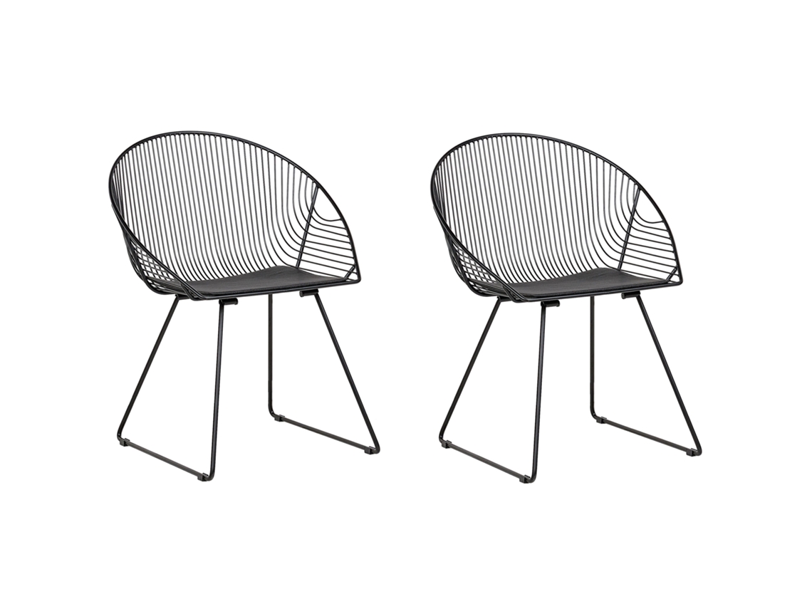 Conjunto prático de cadeiras em metal BELIANI Aurora de Aço Preto 65x54x77
