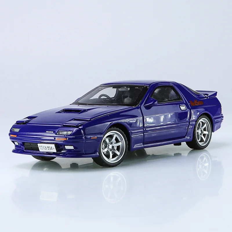 (Azul) Escala 1:32 - Rx7 - Modelo de coche de juguete de aleación fundida a presión con funciones de sonido y luz, para coleccionistas.