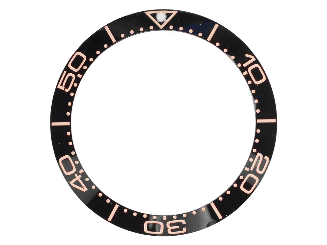 Inserto De Vejiga De Cerámica Para Reloj, Bisel De 38 Mm, Oro Rosa, Números Negros.