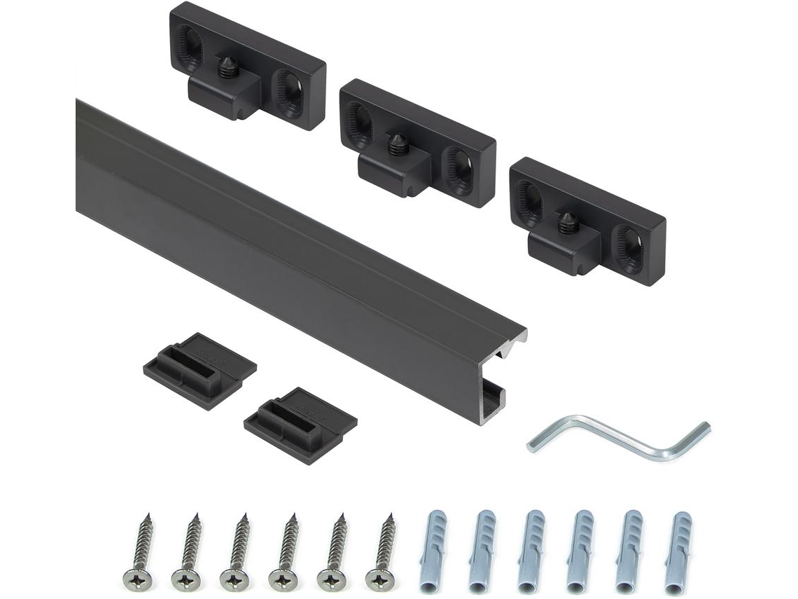 EMUCA Barra Suspendida para Accesorio de Cocina Titane- Longitud 1-1M- Aluminio y Zamak- Gris Antracita